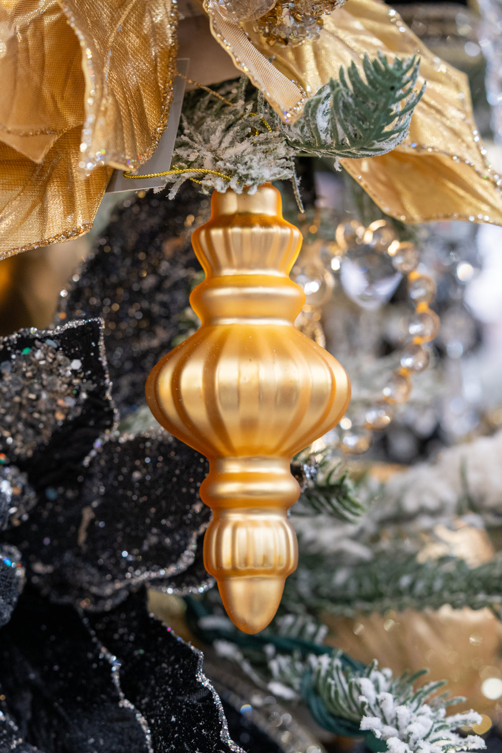 6" White, Gold & Black Glass Finial Assorted Set Of 12