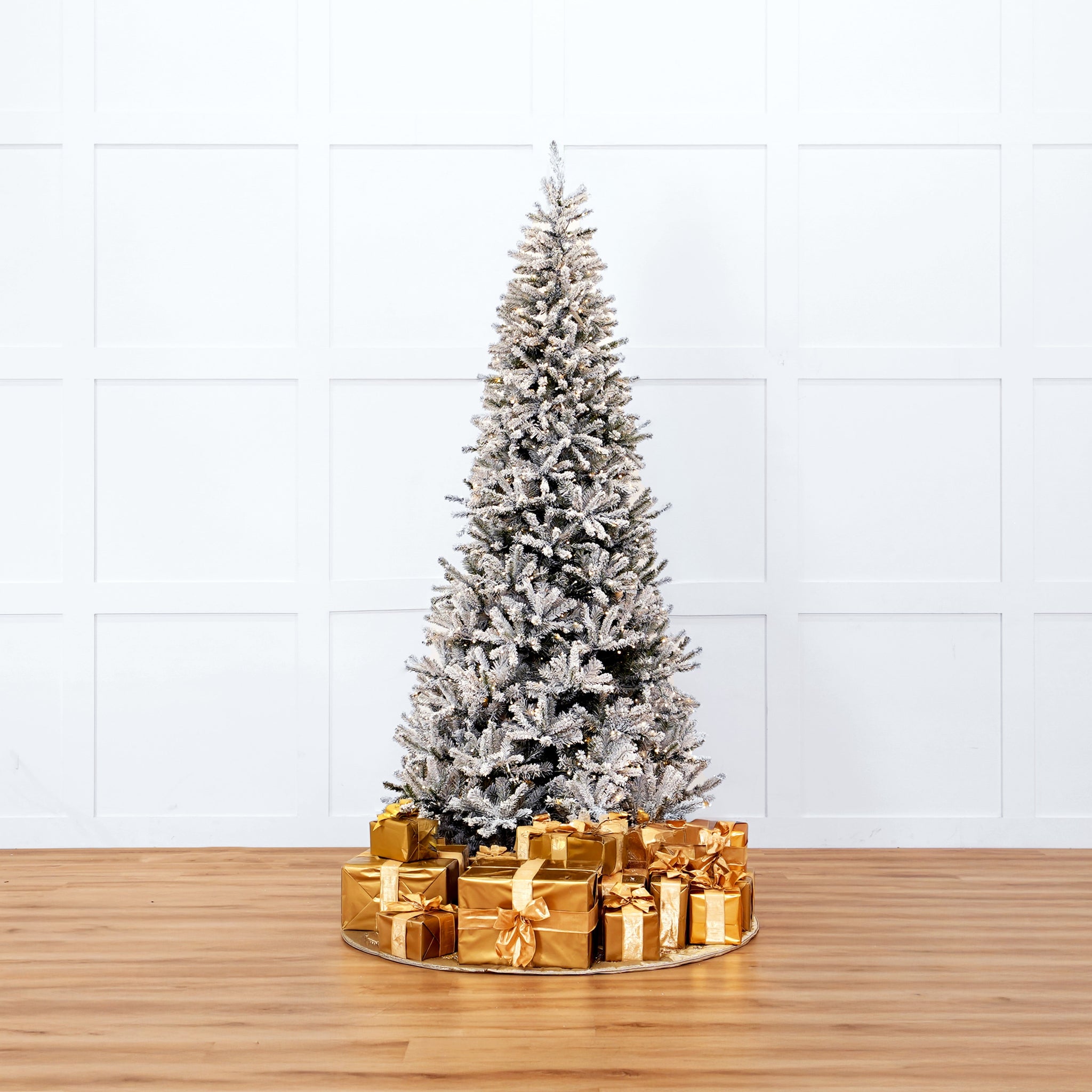 Duke Flocked Tree Pre-Lit Warm White LED Lights