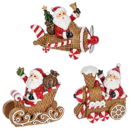 5.5" Waffle Cone Santa Assorted Set Of 3