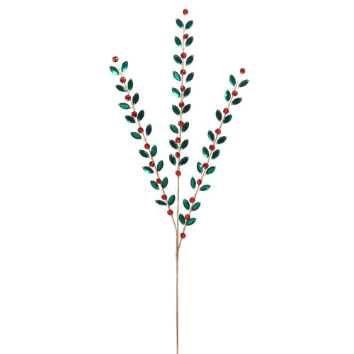 34" Red & Green Jewel Leaf Spray Set Of 4