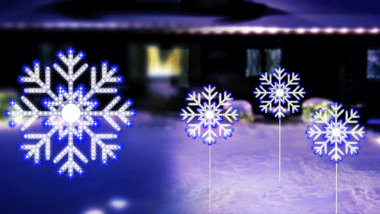 2 PIES 504 LED Efecto de centelleo de copo de nieve azul y blanco puro