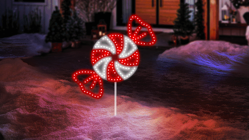 18" 216 LED Pure White Red Peppermint Twinkling Effect