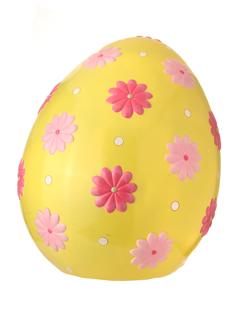 23" Yellow Easter Egg With Pink Flowers