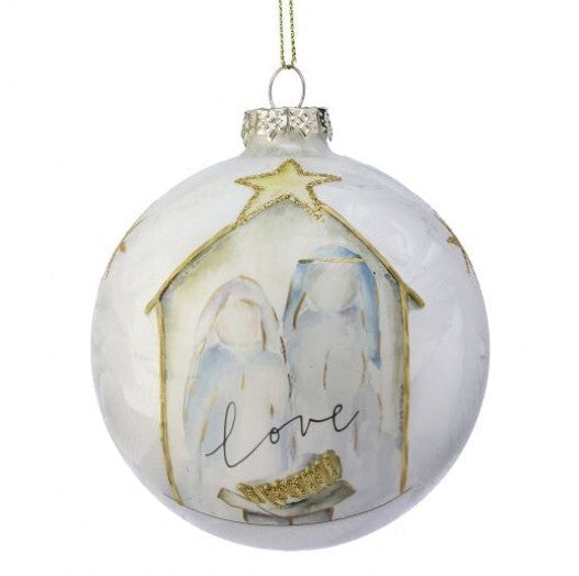 4" Holy Family 'Love' Glass Ball Ornament Set Of 6