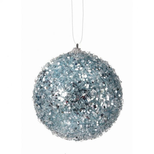 4.5" Sequin Iced Ball Ornament Set Of 12
