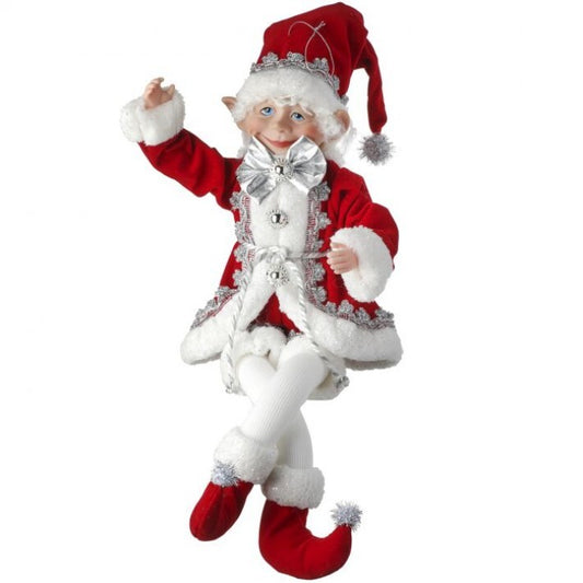 17" Red, Silver & White Bendable Elf