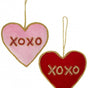 4" Embroidered Velvet Heart Ornament Assorted Set Of 4