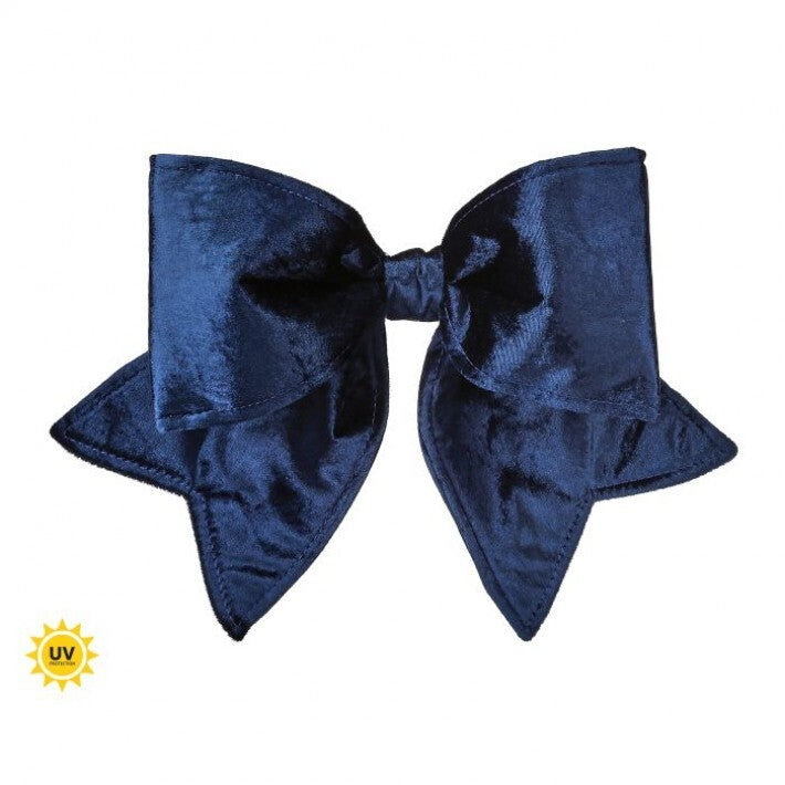 16" Midnight Blue Velvet Padded Bow Outdoor UV-Resistant