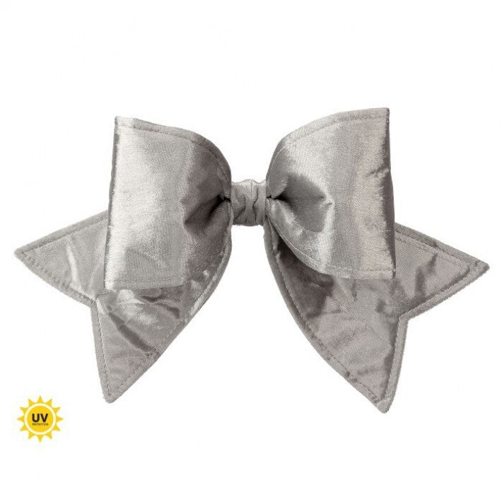 16" Silver Velvet Padded Bow Outdoor UV-Resistant