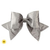16" Silver Velvet Padded Bow Outdoor UV-Resistant