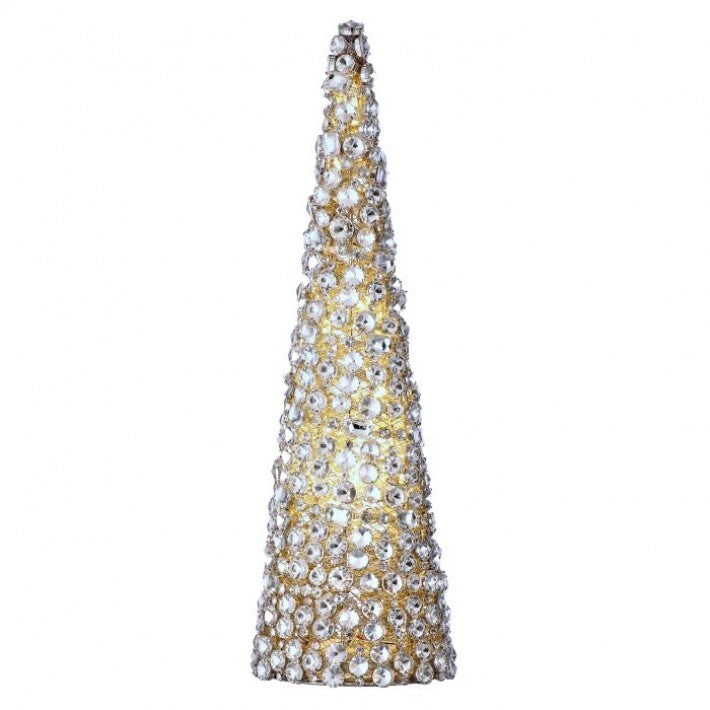 16" LED Silver Diamond Cone Tree Battery Operated