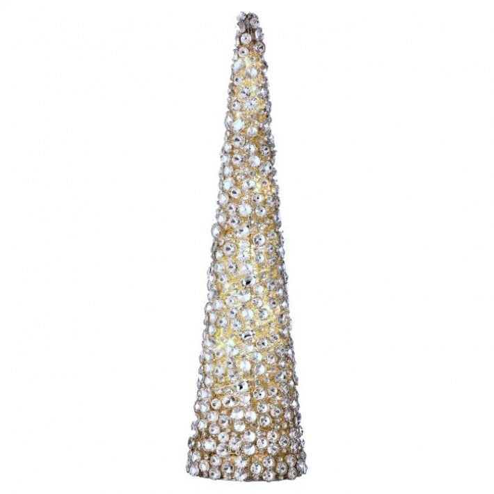 20" LED Silver Diamond Cone Tree Battery Operated