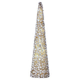 Árbol cónico de 20" cono plateado con luces LED de diamante y funciona con pilas