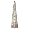 Árbol cónico de 20" cono plateado con luces LED de diamante y funciona con pilas