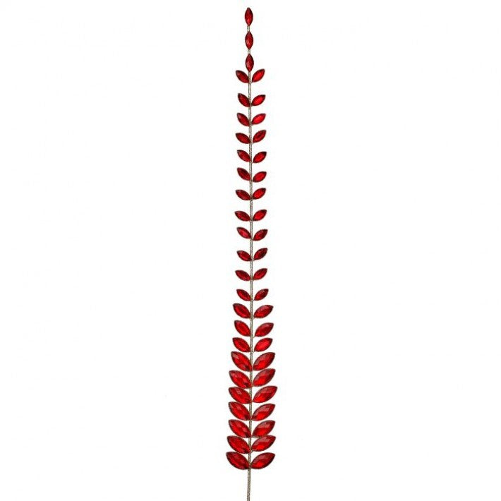 36" Red Jewel Leaf Stem Ornament Set Of 4