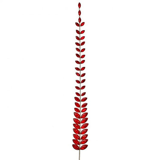 36" Red Jewel Leaf Stem Ornament Set Of 4