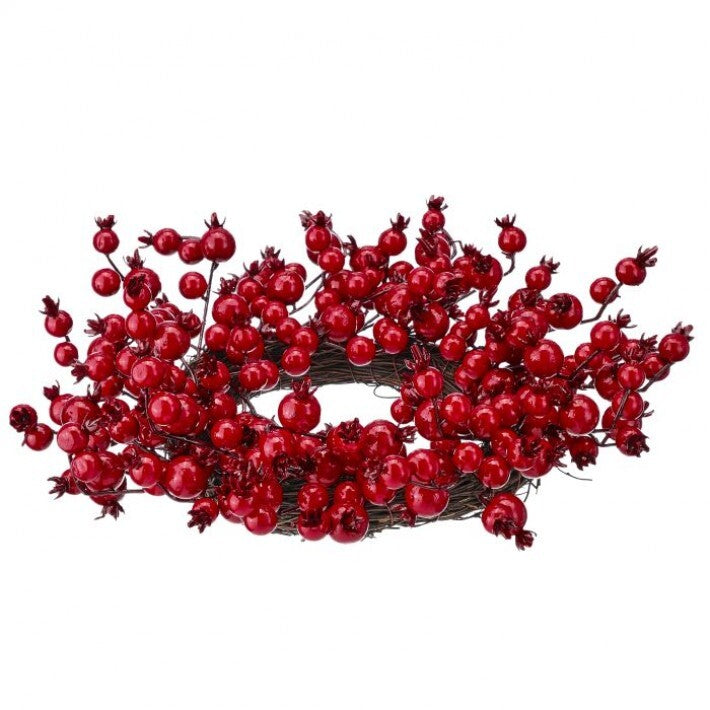 14" Red Berry Ridge Candle Ring