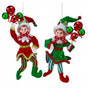 9" Red & Green Pixie Elves Ornament Assorted Set Of 2