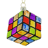 2" Rubiks Cube Glass Ornament Set Of 6