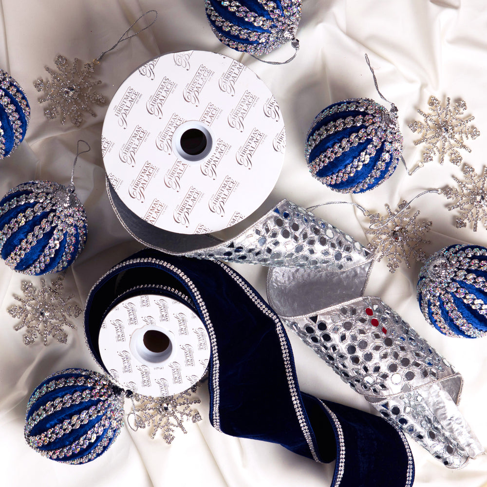 Blue & Silver Opulence Ornament & Ribbon Bundle