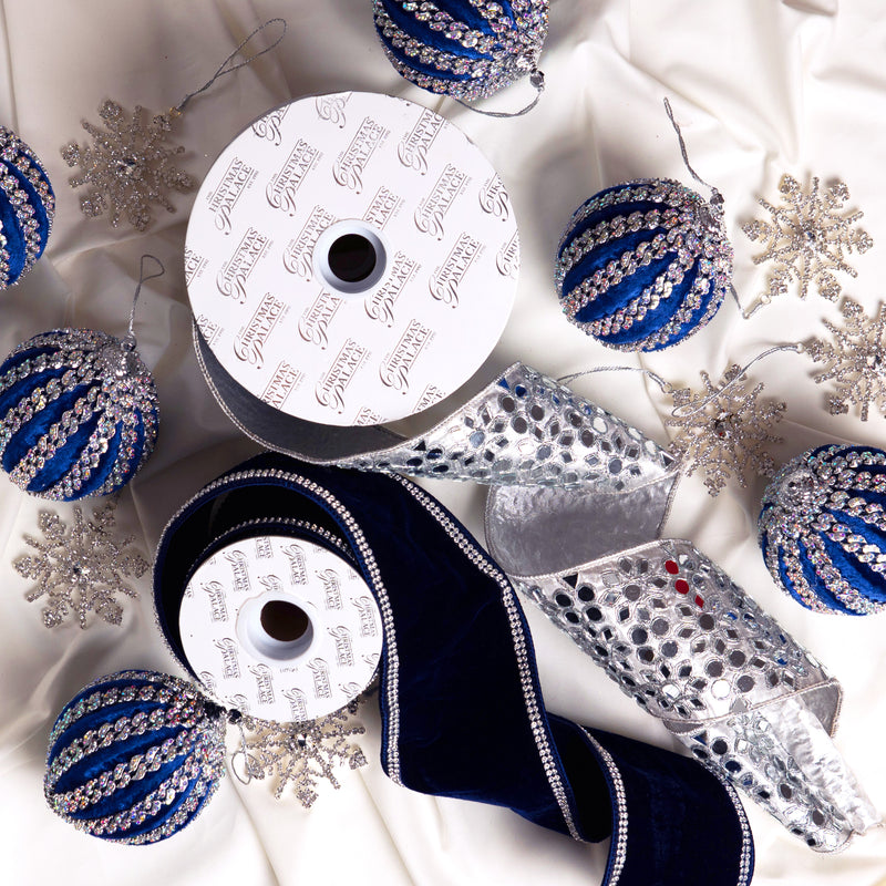 Blue & Silver Opulence Ornament & Ribbon Bundle