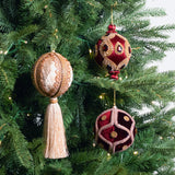 Champagne & Burgundy Opulence Ornament & Ribbon Bundle