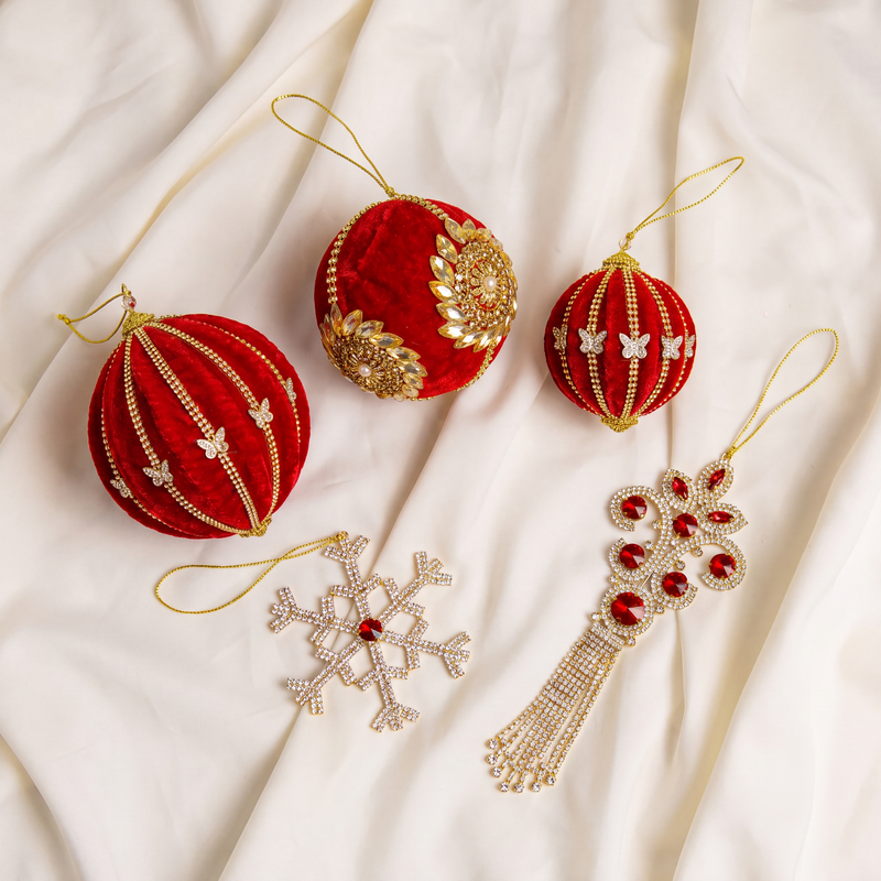 Opulence Red & Gold Ornament Bundle