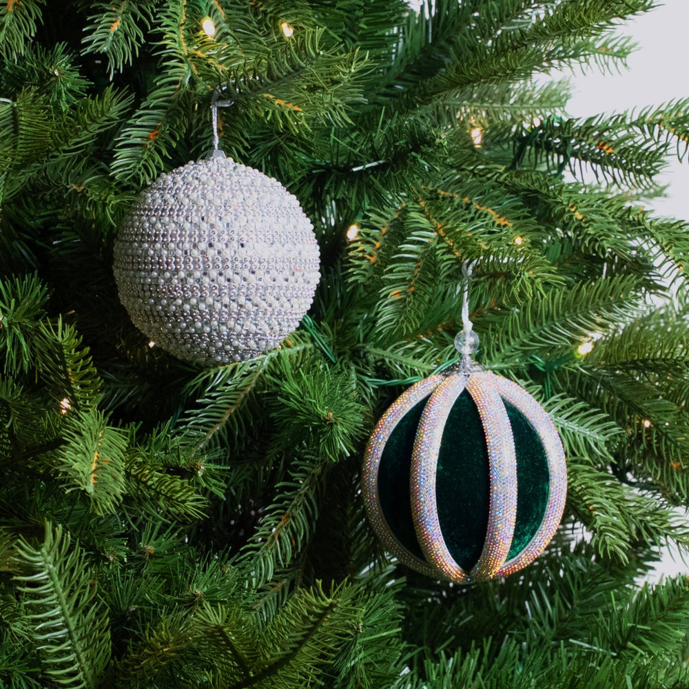 Emerald & Silver Opulence Ornament & Ribbon Bundle