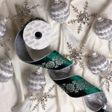 Emerald & Silver Opulence Ornament, Snowflake, & Ribbon Bundle