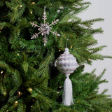 Emerald & Silver Opulence Ornament, Snowflake, & Ribbon Bundle