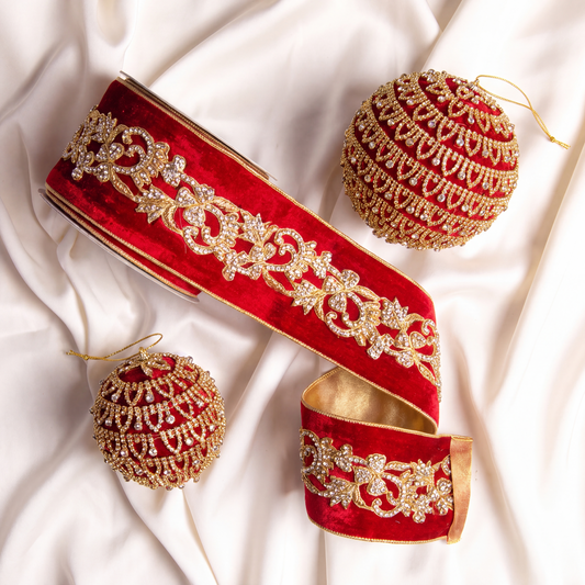 Opulence Red & Gold Ornament Bundle