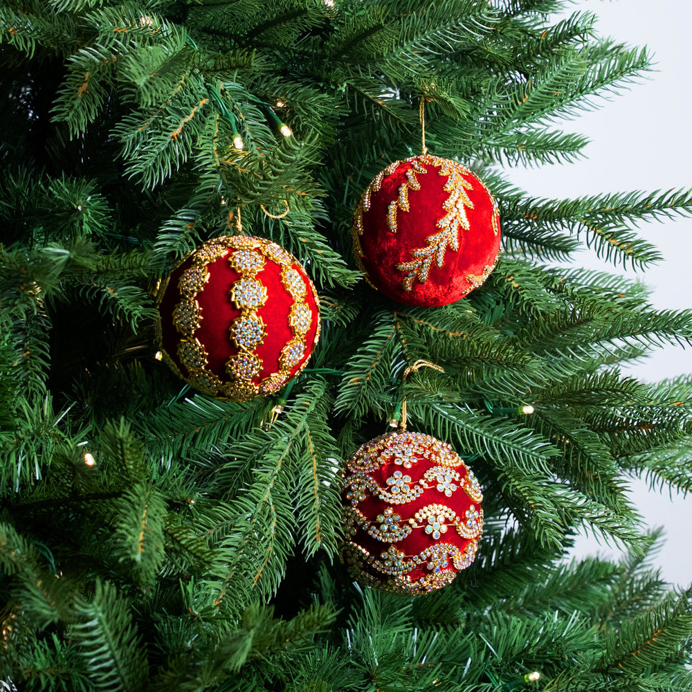 Red & Gold Opulence Ornament & Ribbon Bundle