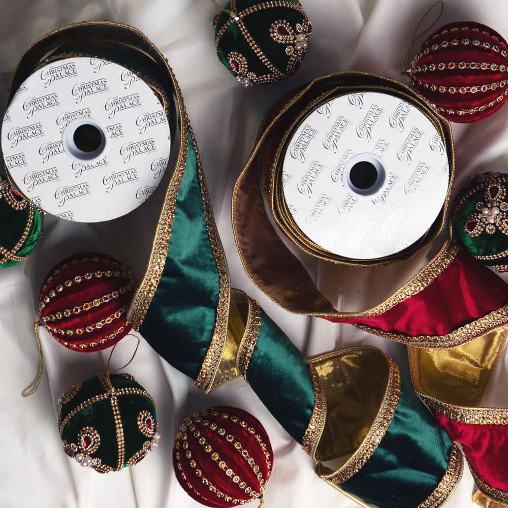 Red & Green Opulence Ornament & Ribbon Bundle
