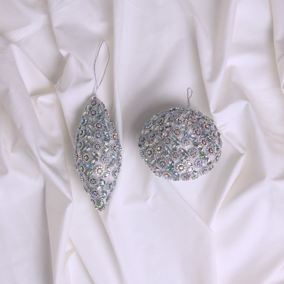 White & Silver Opulence Ornament & Ribbon Bundle