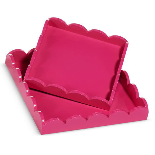 Bandejas rosadas festoneadas de 10" - 12" - Juego de 2