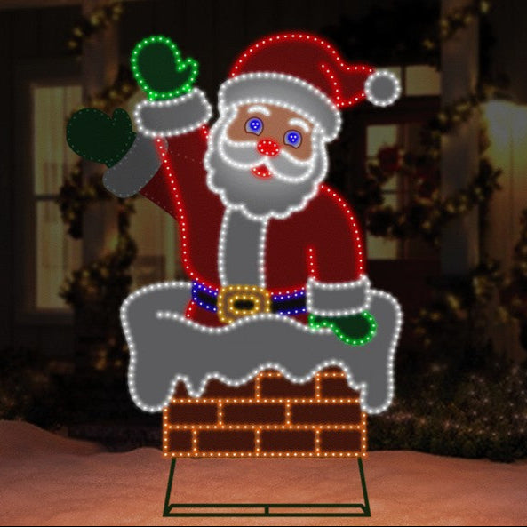 3 FT X 4.5 FT Santa In Chimney In Motion Pure White 689 LED