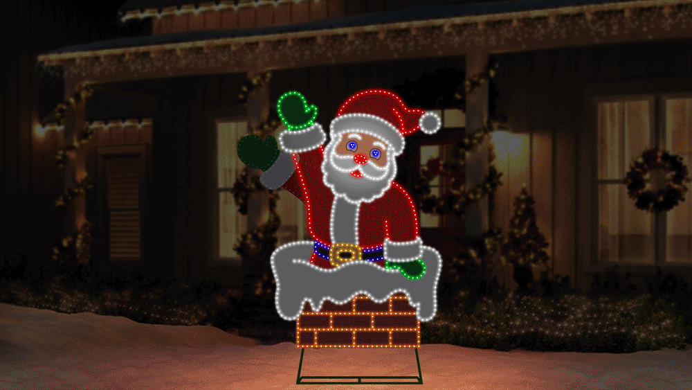 3 FT X 4.5 FT Santa In Chimney In Motion Pure White 689 LED