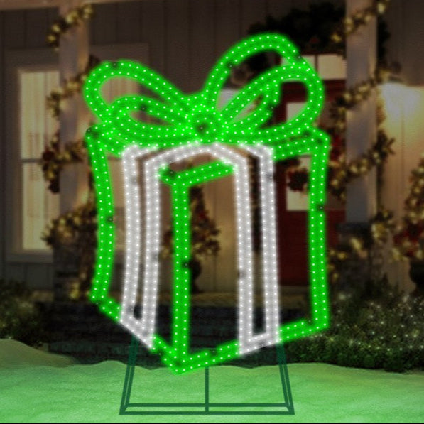 3 FT X 4.5 FT Green Present 642 LED Pure White Twinkling Effect