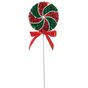 22" Red & Green Glitter Peppermint Swirl Stem Set Of 2