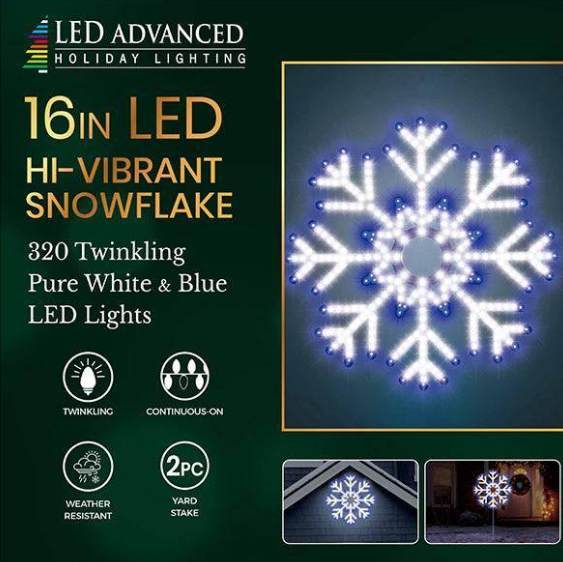 16" 320 LED Pure White & Blue Twinkling Effect