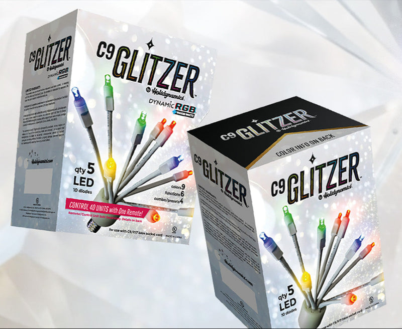 C9 Luces LED Multicolor Brillo con Base Blanca E17 Juego de 5