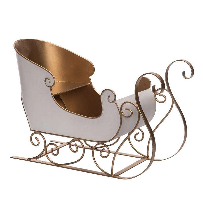 16" X 11" Gold & White Sleigh
