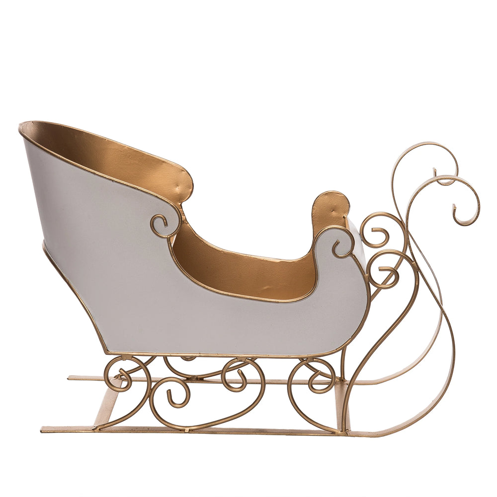 16" X 11" Gold & White Sleigh