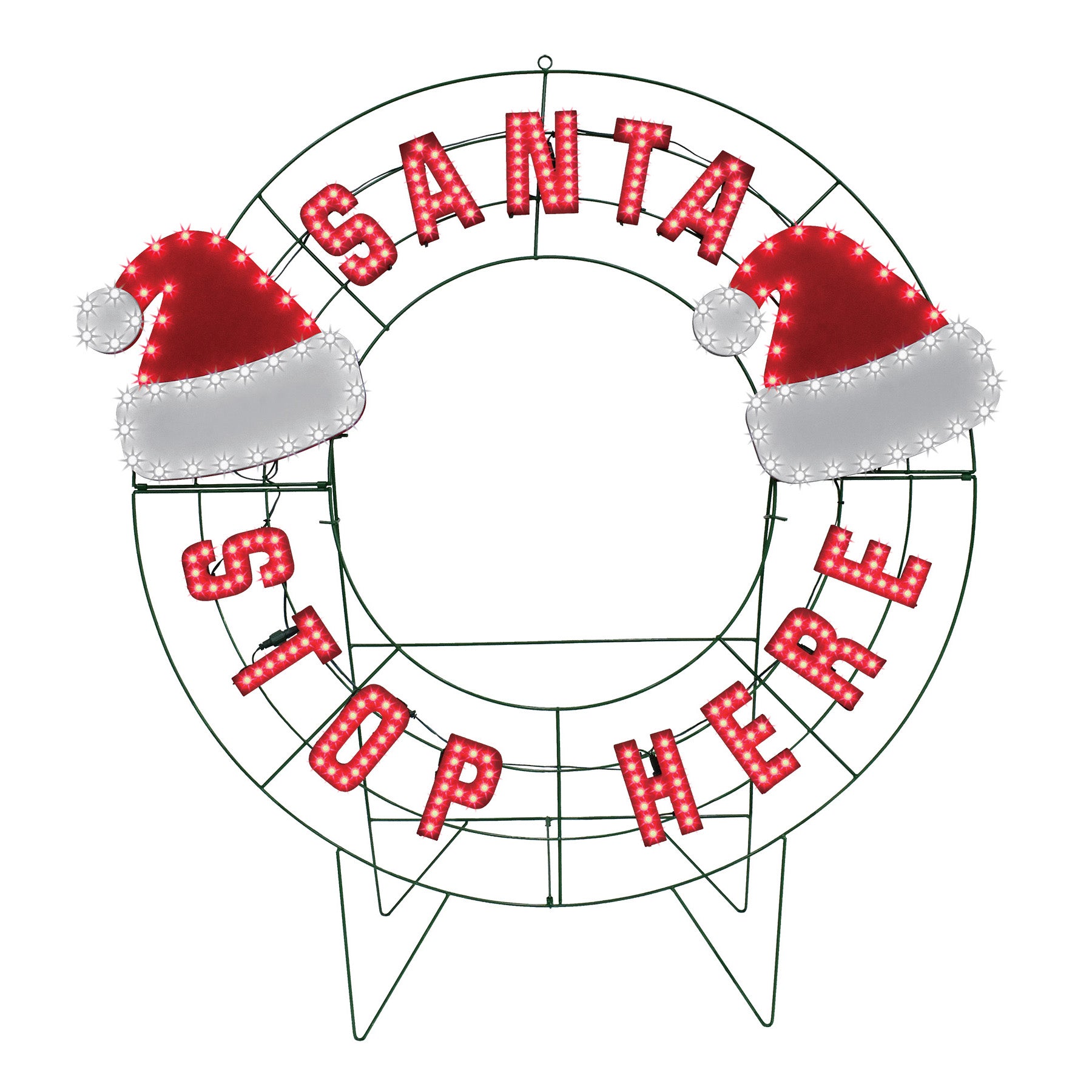 40" 259 LED Santa Stop Here Sign Twinkling Effect