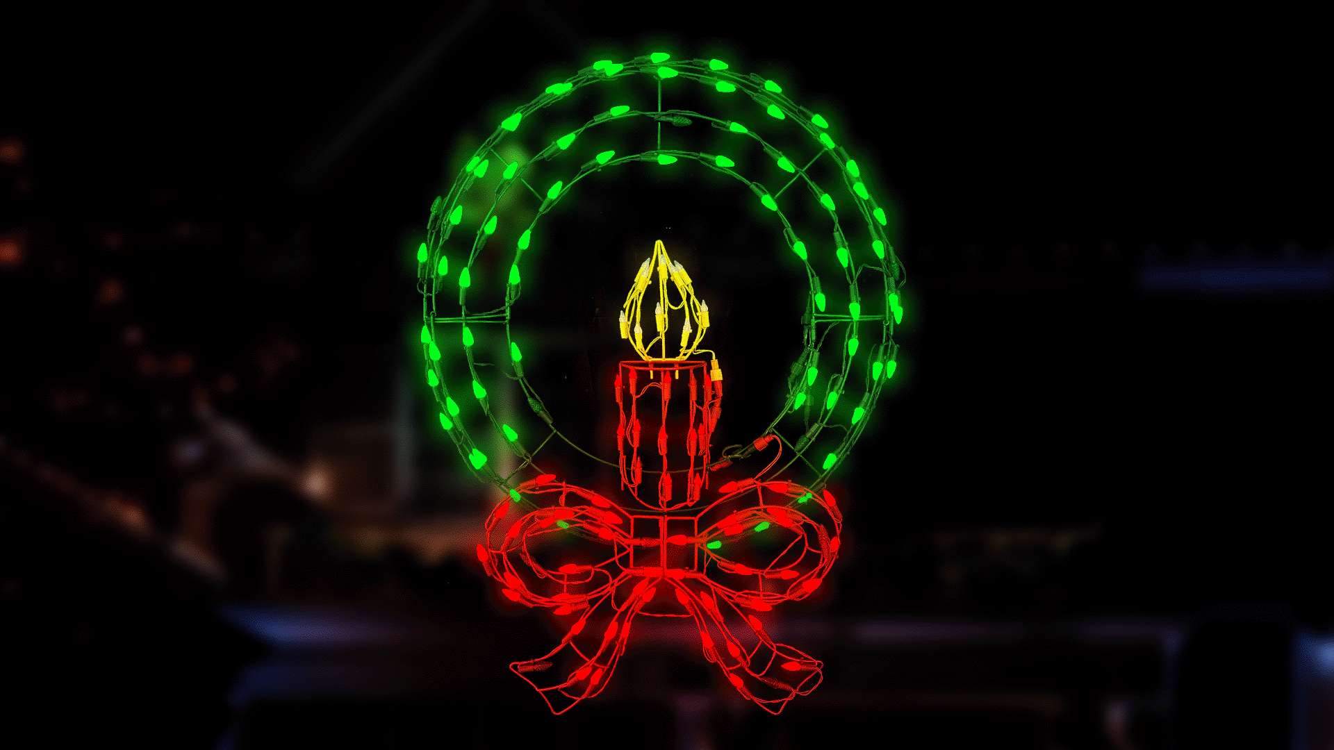 36" X 46" 270 LED Red Bow & Candle Wreath Twinkling Effect