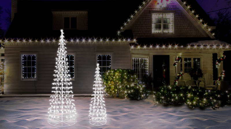 6 FT 240 LED Pure White Cone Tree Twinkling Effect