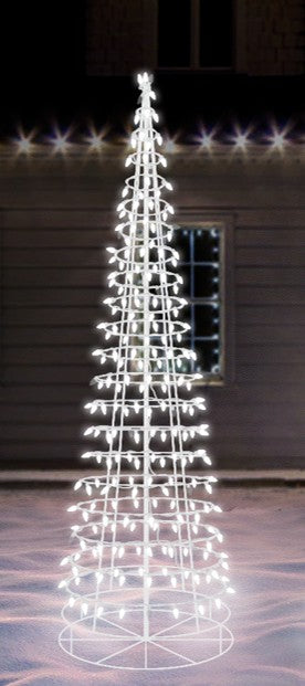 6 FT 240 LED Pure White Cone Tree Twinkling Effect