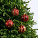 4" Red & Gold Glitter Ball Ornament Assorted Set Of 36