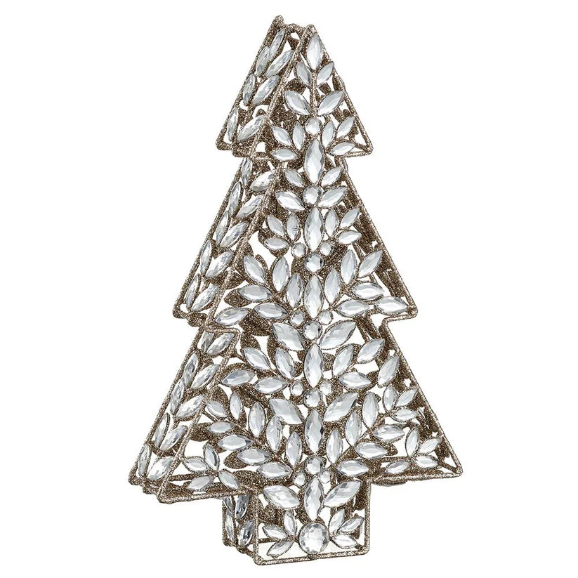 15" Gold Glitter Rhinestone Tree