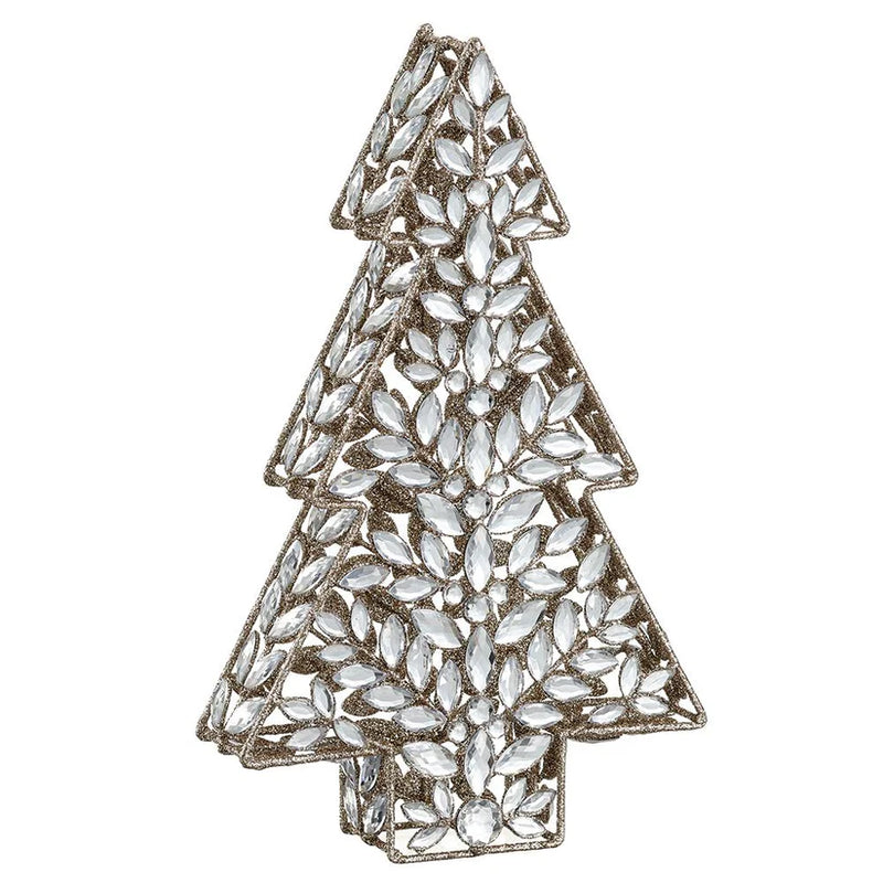Árbol de diamantes de imitación con purpurina dorada de 15"